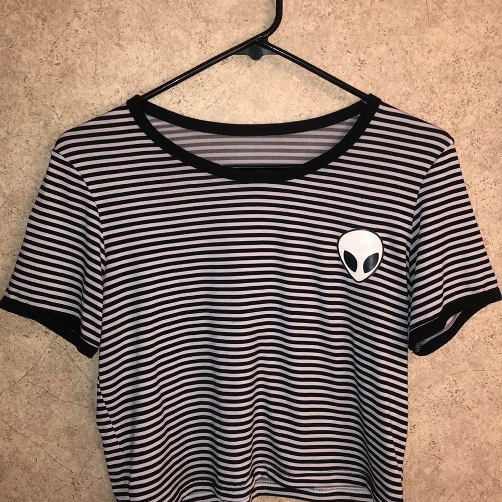Horizontal Stripped Alien Crop Top